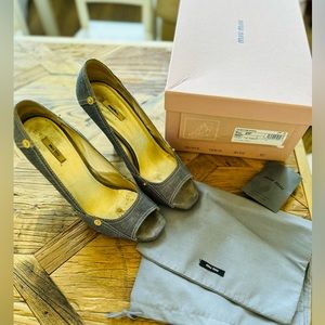 Miu Miu denim wedges with jean detail size 37